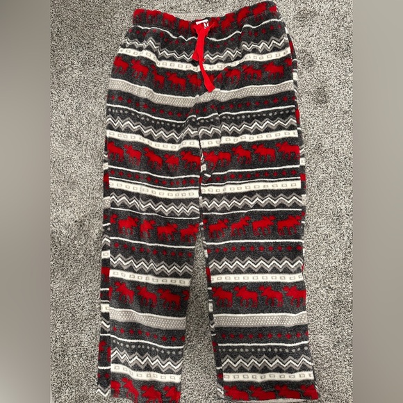 Lazy One Mens Fleece Pajama Bottoms - Red and Gray - Picture 7 of 9